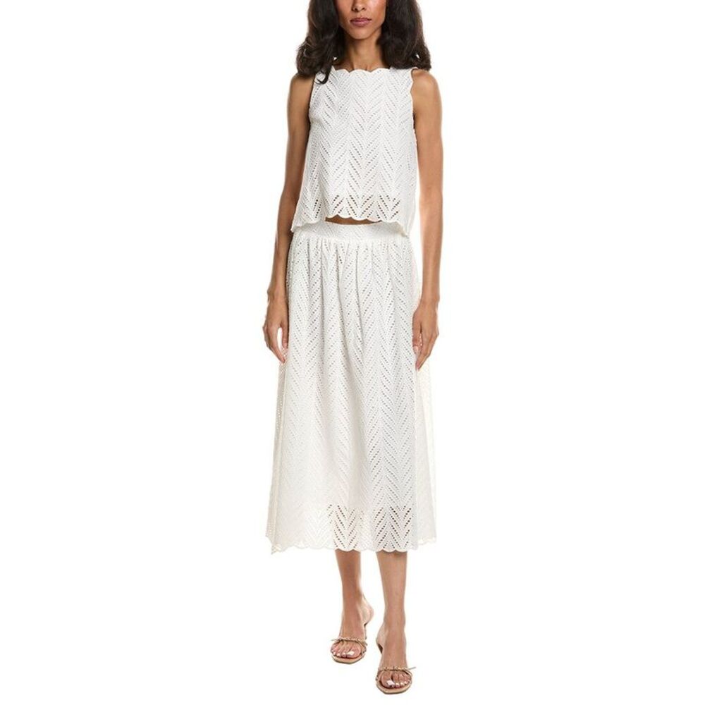 Sail To Sable Womens 2Pc Top & Midi Skirt Set, White